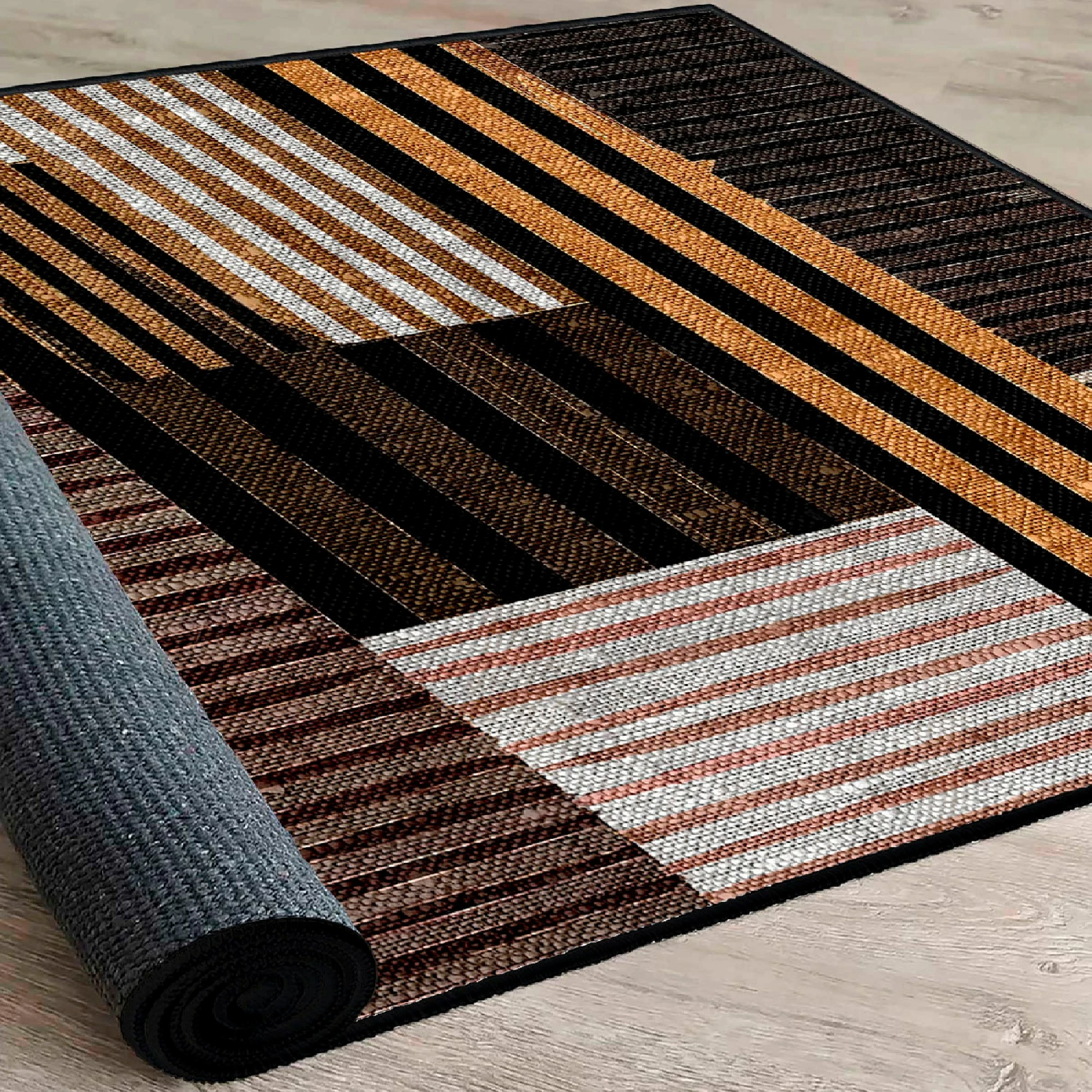 Qilim pambuku, ngjyra të bardhë, portokalli, kafe, e zezë, 160x230cm, Conceptum Hypnose, Woosonıl096