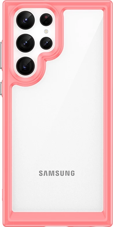 Mbështjellës Hurtel Outer Space Case për Samsung Galaxy S22 Ultra, i fortë me kornizë xheli, Kuq