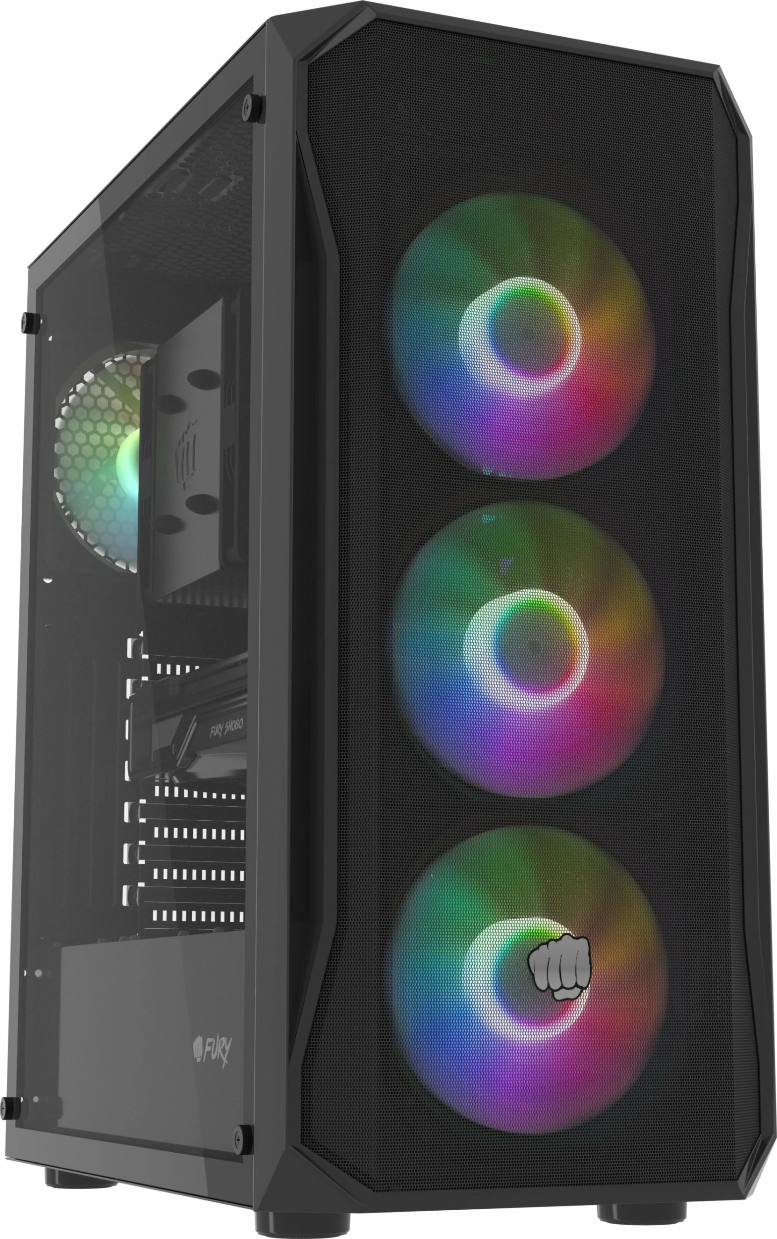 Kasë Fury Shobo SH4F RGB (NFO-2154) Midi Tower, ATX/µATX/Mini-ITX, 4x120mm RGB fan, tempered glass, e zezë