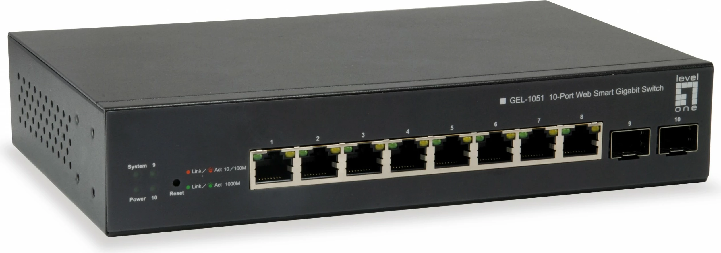 Switch LevelOne 10-Port Web Smart Gigabit PoE, 8 PoE Outputs, 2 x Gigabit SFP, 70W, i menaxhuar, Rack mounting