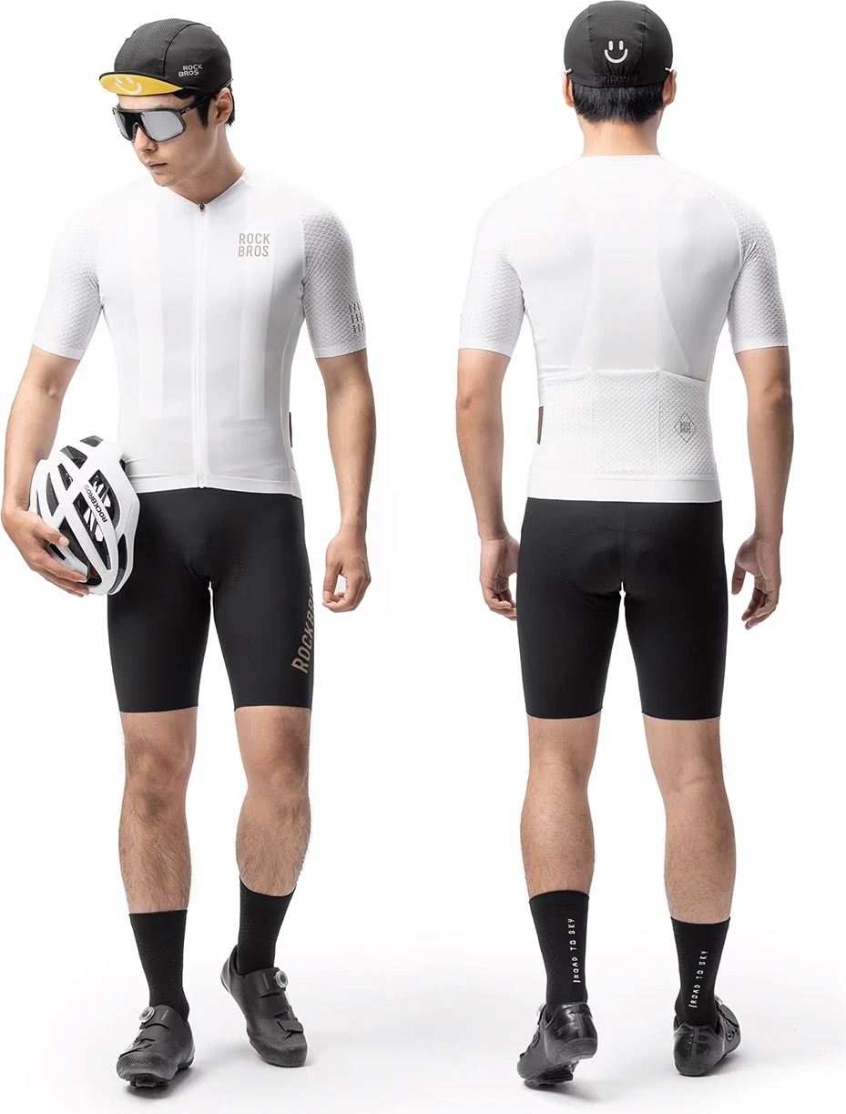 Dres çiklizmi Rockbros YDDX011 Diamond, mëngë të shkurta, size S, 3D mesh, reflektues, me xhep prapa, i bardhë