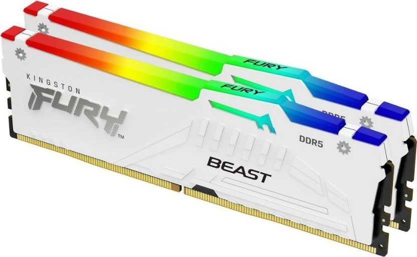 RAM Memorje, Kingston, Fury Beast RGB KF556C40BWAK2-32, DDR5 32GB (2x16GB) 5600MT/s CL40 RGB, e bardhë