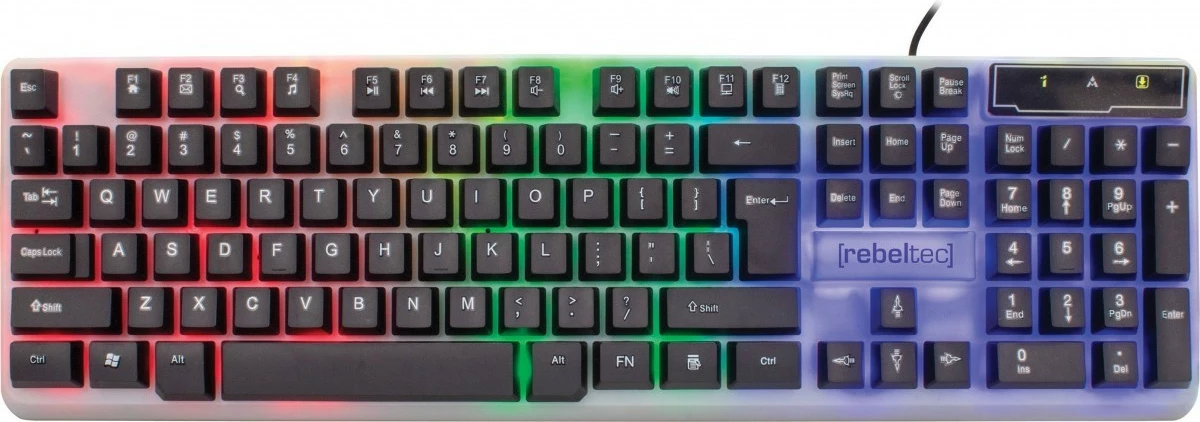 Tastierë gaming Rebeltec Neon, me ndriçim LED, me kabllo USB, Gri