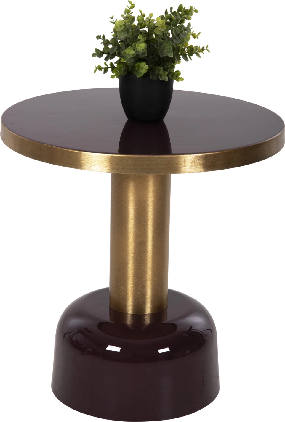 Tavolinë anësore ERODE FH4242.06 metalike, ngjyrë qershie-ari, Φ50.5x52.5H cm