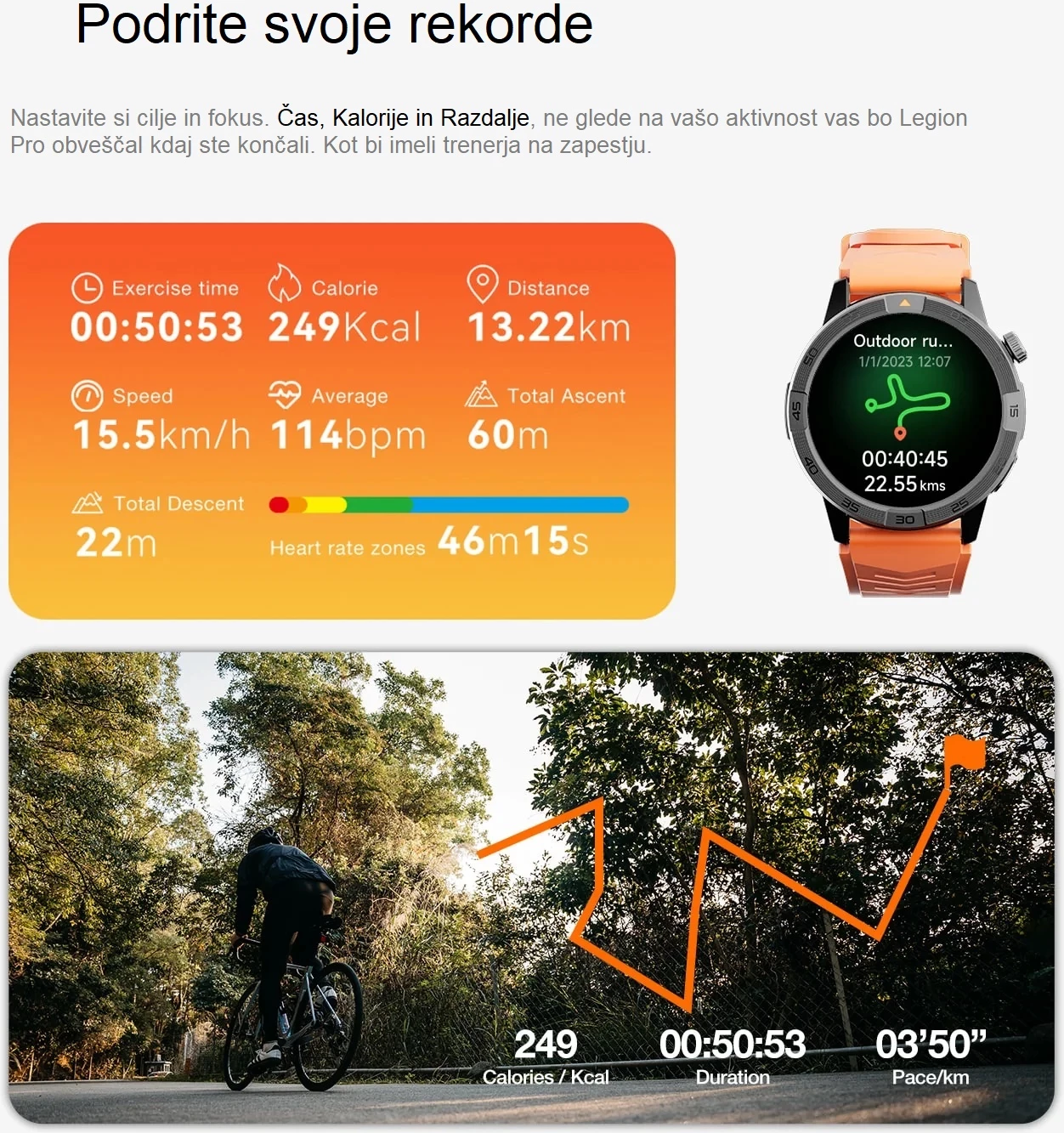 Smartwatch AGM Legion Pro 24166, GPS, harta offline, 5ATM, IP67, MIL-STD-810H, AMOLED 1.43\" 60Hz, Bluetooth thirrje, set me 2 rripa (portokalli neon + zi), i zi