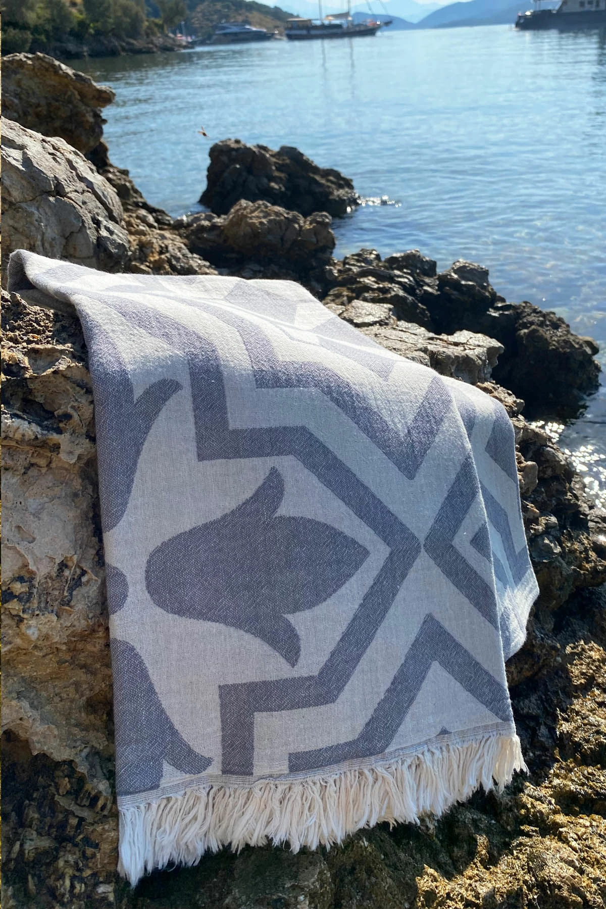 Peshqir plazhi Fouta, Lalezar, ngjyrë gri, Mijolnir, 90x170cm