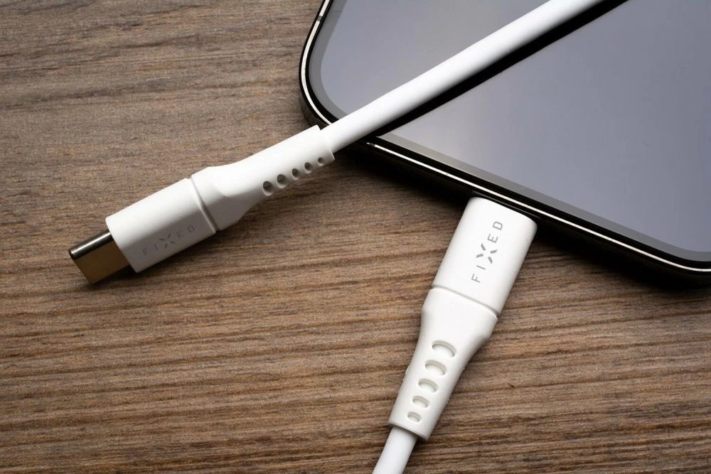 Kabllo USB-C në Lightning Fixed FIXDLS-CL12-WH 1.2m PD 60W MFi, e bardhë, me organizer dhe rrip Velcro
