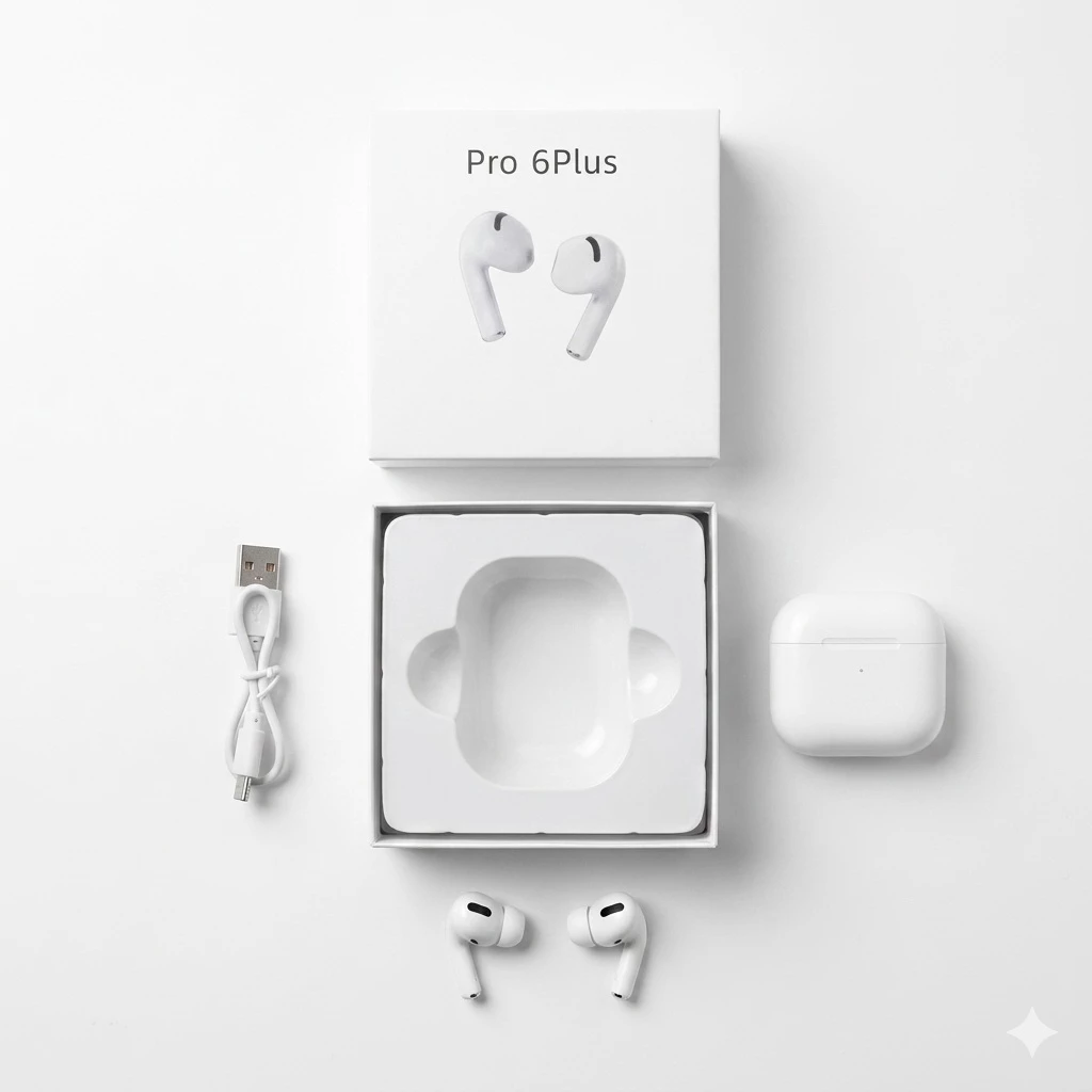 Kufje Bluetooth Pro 6 Plus me Kuti të Bardhë