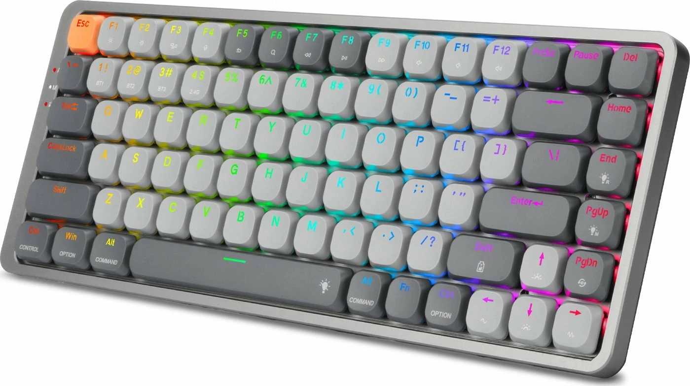 Tastierë gaming mekanike Redragon K652 Azure K652GG-RGB-PRO 75% RGB wireless/USB US layout, gri