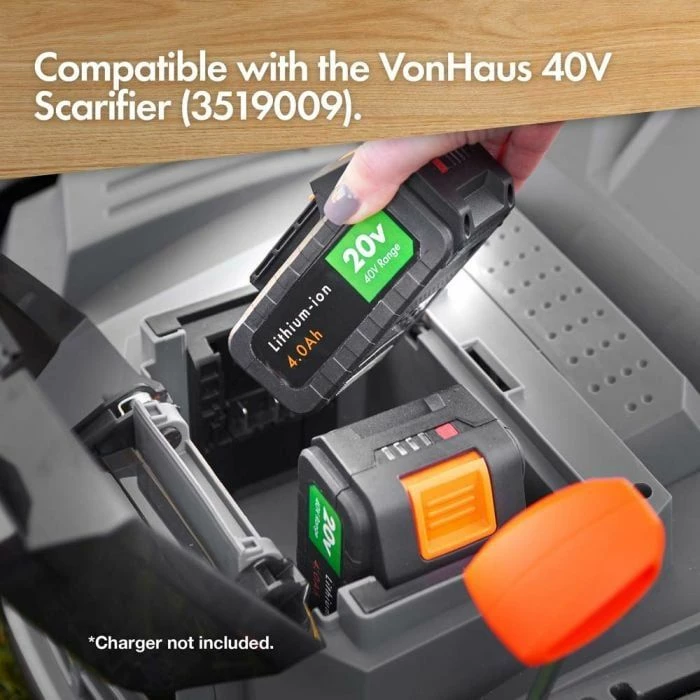Bateri Lithium-Ion 20V 4Ah VonHaus 3519020, 40V Range, zezë/portokalli
