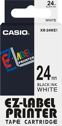 Shirit etikete Casio XR-24WE1, 24 mm, i zi në të bardhë