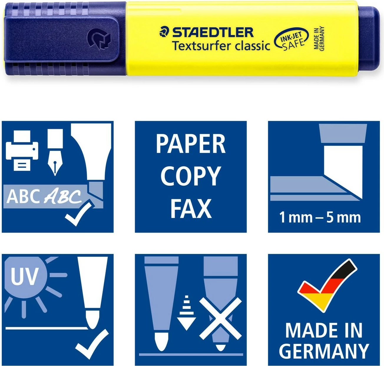 Set markerash STAEDTLER Textsurfer classic 364, 4 copë, majë shpatule, ngjyra kaltër, gjelbër, rozë, verdhë
