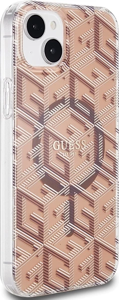 Mbështjellës Guess IML GCube MagSafe për iPhone 15 Plus / 14 Plus, Kafe