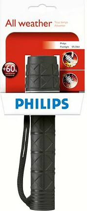 Dritë dore Philips LightLife SFL3361/10, rezistente në ujë, 2xAA/LR6, gome, e zezë