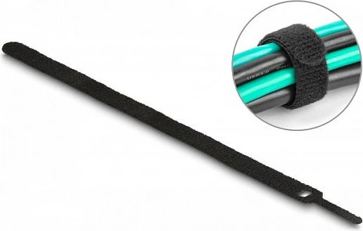 Lidhëse kabllosh me velkro DeLOCK 300 x 12 mm, 10 copë, e zezë