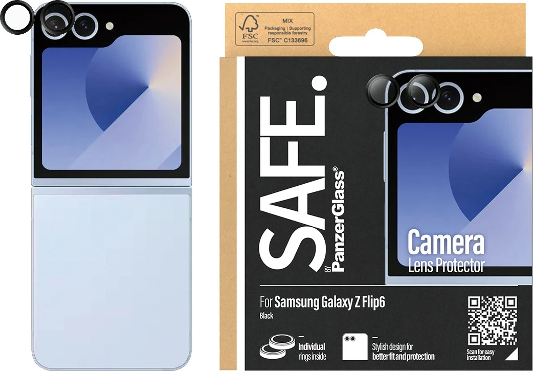 Mbrojtës lente PanzerGlass SAFE.by për Samsung Z Flip 6, i zi