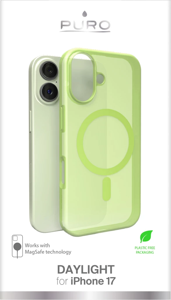 Mbështjellës Puro Daylight për iPhone 17, MagSafe, gjysmë-transparent, i gjelbër