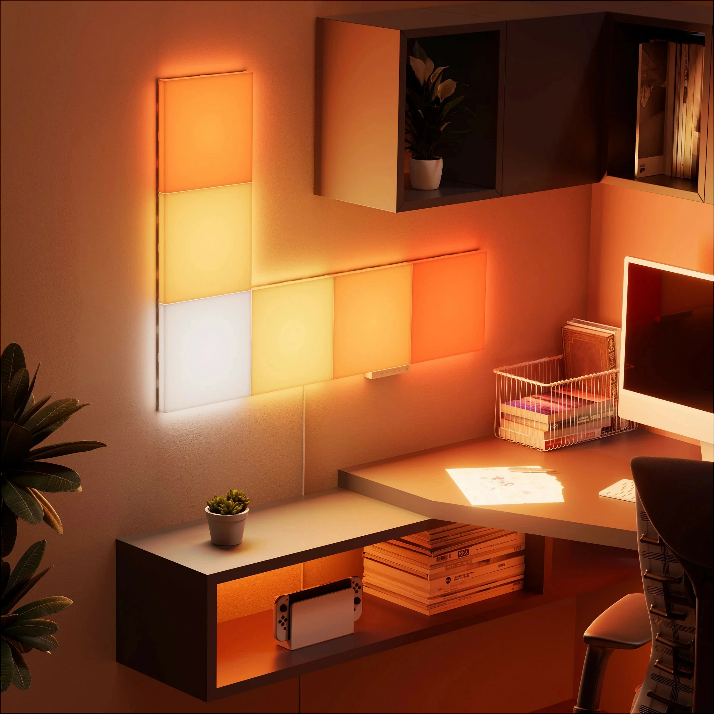 Panele ndriçimi smart Nanoleaf Blocks Big Squares Starter Kit, RGB, 6 copë, me telekomandë