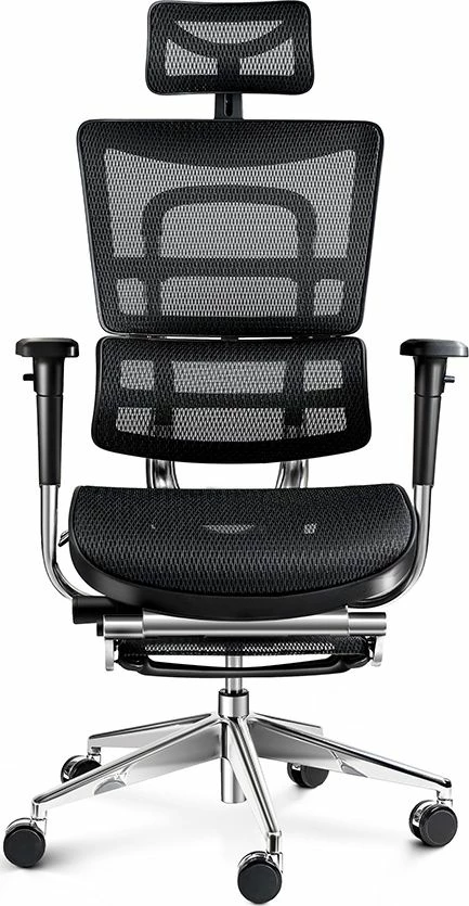 Karrige zyre Diablo Chairs V-Master, me mbështetëse këmbësh, tapiceri pëlhure, e zezë