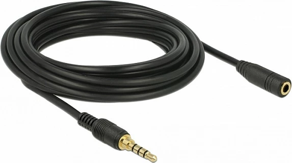 Kabllo zgjatës audio DeLOCK 85635, Jack 3.5mm Male në Female, 5m, e zezë