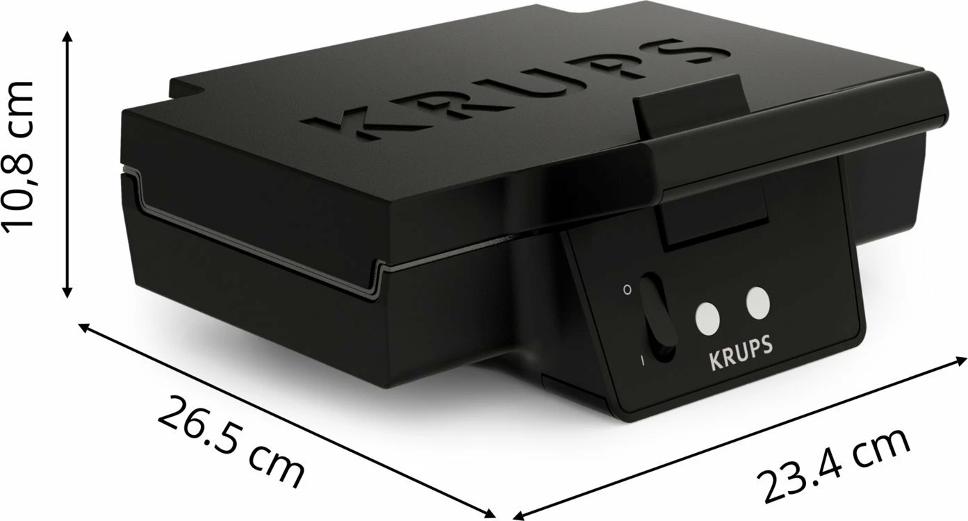 Tostierë sanduiçesh Krups FDK 462 850 W, për 2 sanduiçe, pllaka me veshje jo-ngjitëse, ruajtje vertikale, zezë, 1 copë