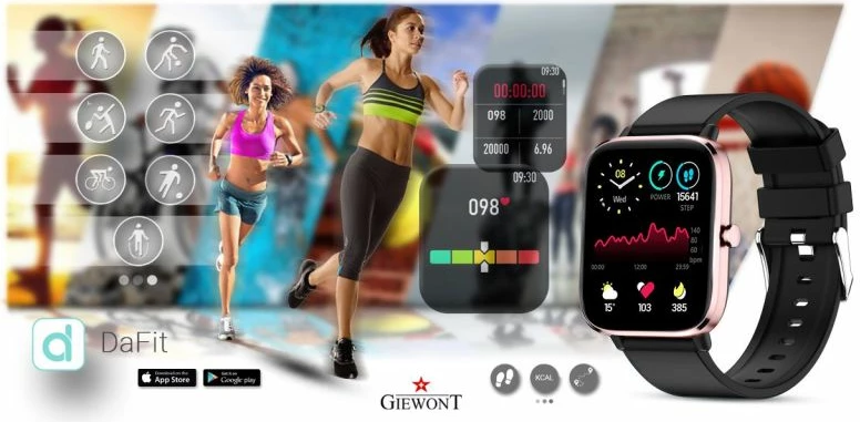 Smartwatch për femra Giewont, rozë e zezë