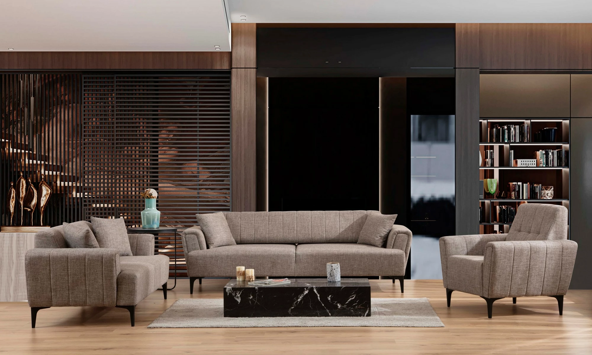 Divan dy vendësh Atelier del Sofa, Hamlet, ngjyrë kafe e çelët