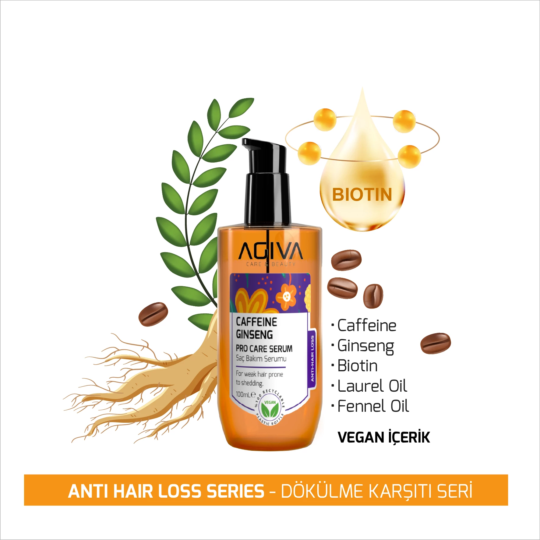 Serum për flokë Agiva Caffeine Ginseng Pro Care 