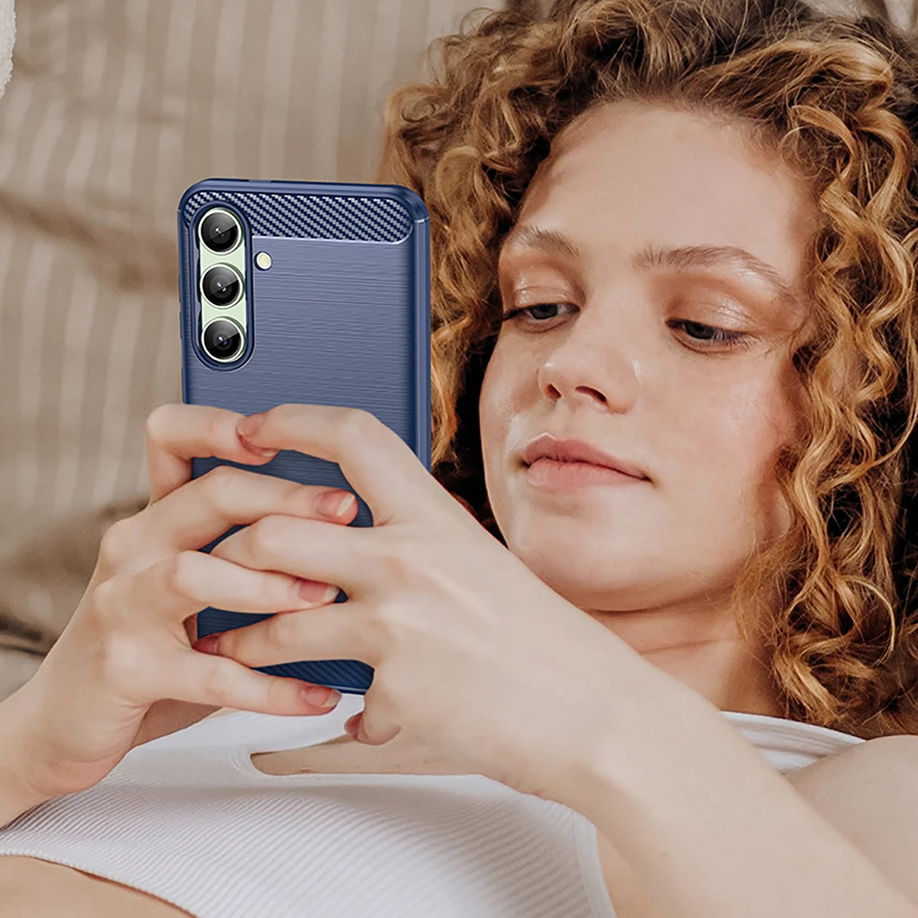 Mbështjellës Hurtel Carbon Case për Samsung Galaxy S24 FE, TPU, Kaltër