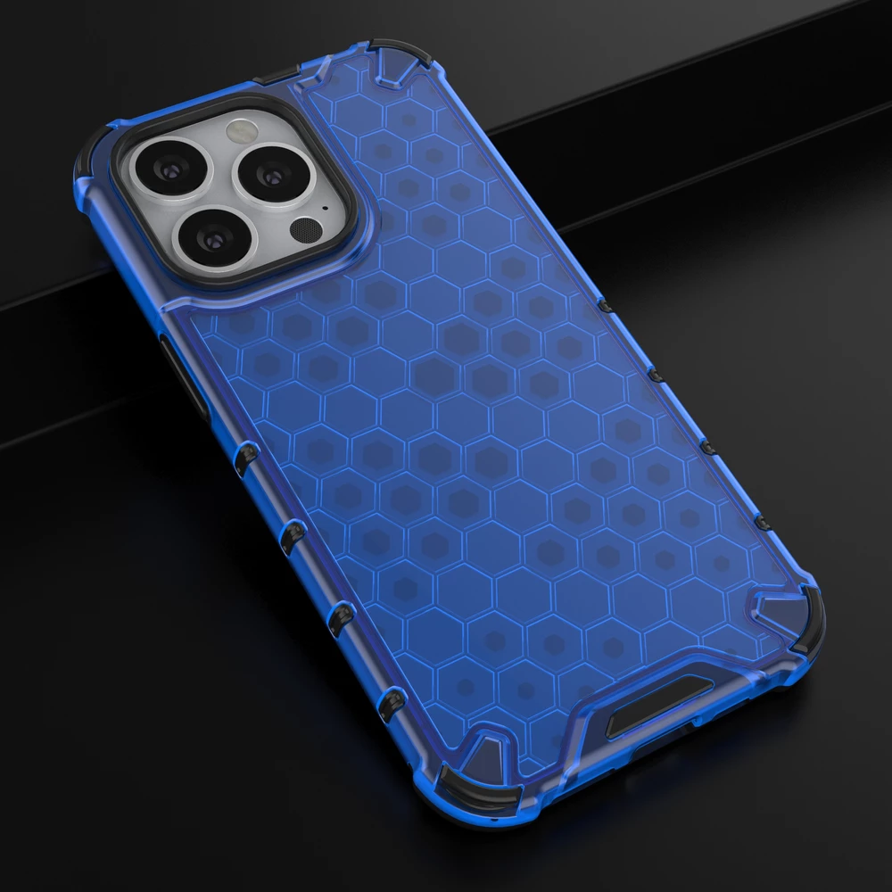 Mbështjellës Hurtel Honeycomb për iPhone 13 Pro, kaltër