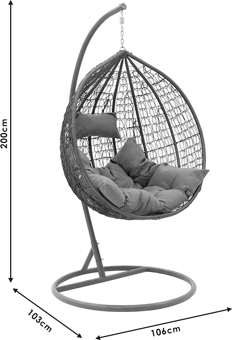 Karrige varëse për kopsht, ngjyrë gri, 106x103x200 cm