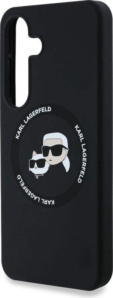 Mbështjellës Karl Lagerfeld Silicone Double Heads And Circle MagSafe për Samsung Galaxy S25 Plus, i zi