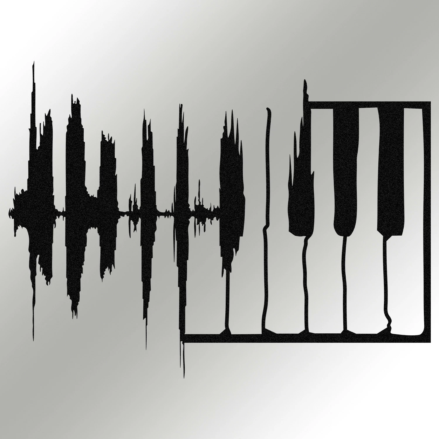 Aksesor dekorativ metalik për mur, Wallity My Music v2, ngjyrë e zezë, 70x53cm