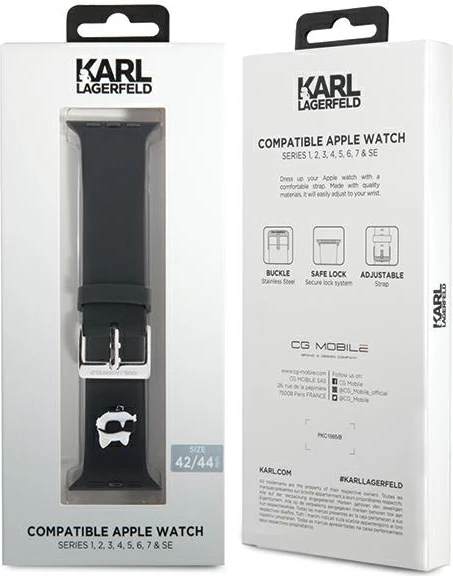 Rrip për Apple Watch Karl Lagerfeld 3D Rubber Choupette Head, silikon, i zi
