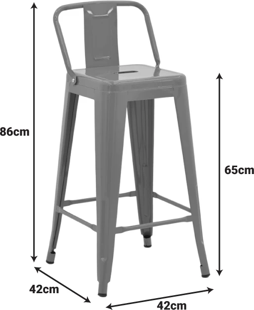 Karrige për bar me shpinore Utopia, metal, ngjyrë ulliri e errët, 42x42x86cm