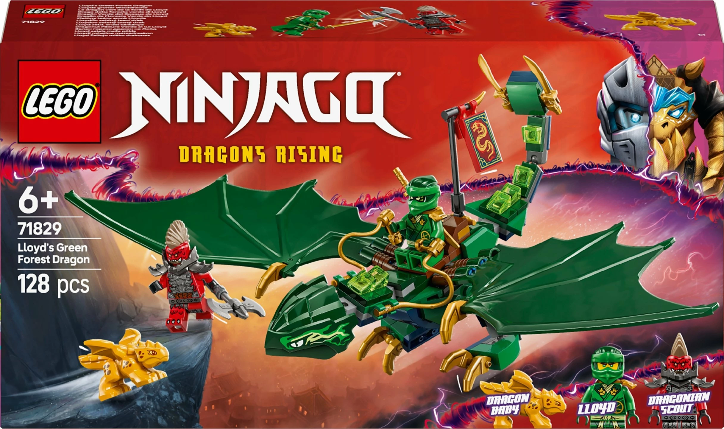 Set LEGO NINJAGO 71829 Lloyd's Green Forest Dragon, 128 pjesë, 6+, jeshile