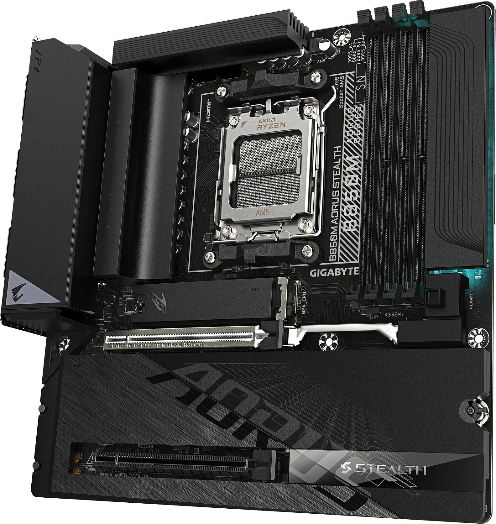 Pllakë amë Gigabyte B850M AORUS STEALTH, AM5, 4xDDR5, HDMI/DP, 3xM.2