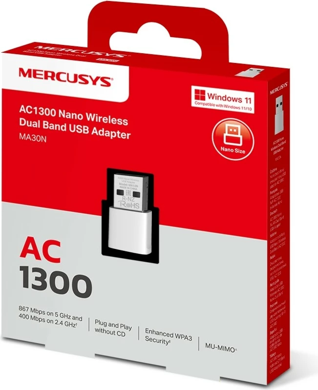 Adapter wireless TP-Link Mercusys MA20N, USB Type-A, i zi, metallic
