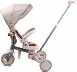 Tricikël fëmijësh Milly Mally Zippy, 12+ muaj, 25 kg max, ulëse rrotulluese 180°, rrota shkumë, kornizë çeliku, me tendë dhe shtytës prindi, Blu