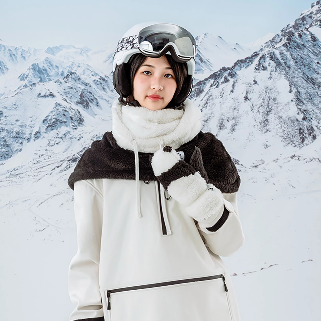 Balaklavë ski Qunature Panda, për fëmijë/të rritur, L, e zezë/e bardhë