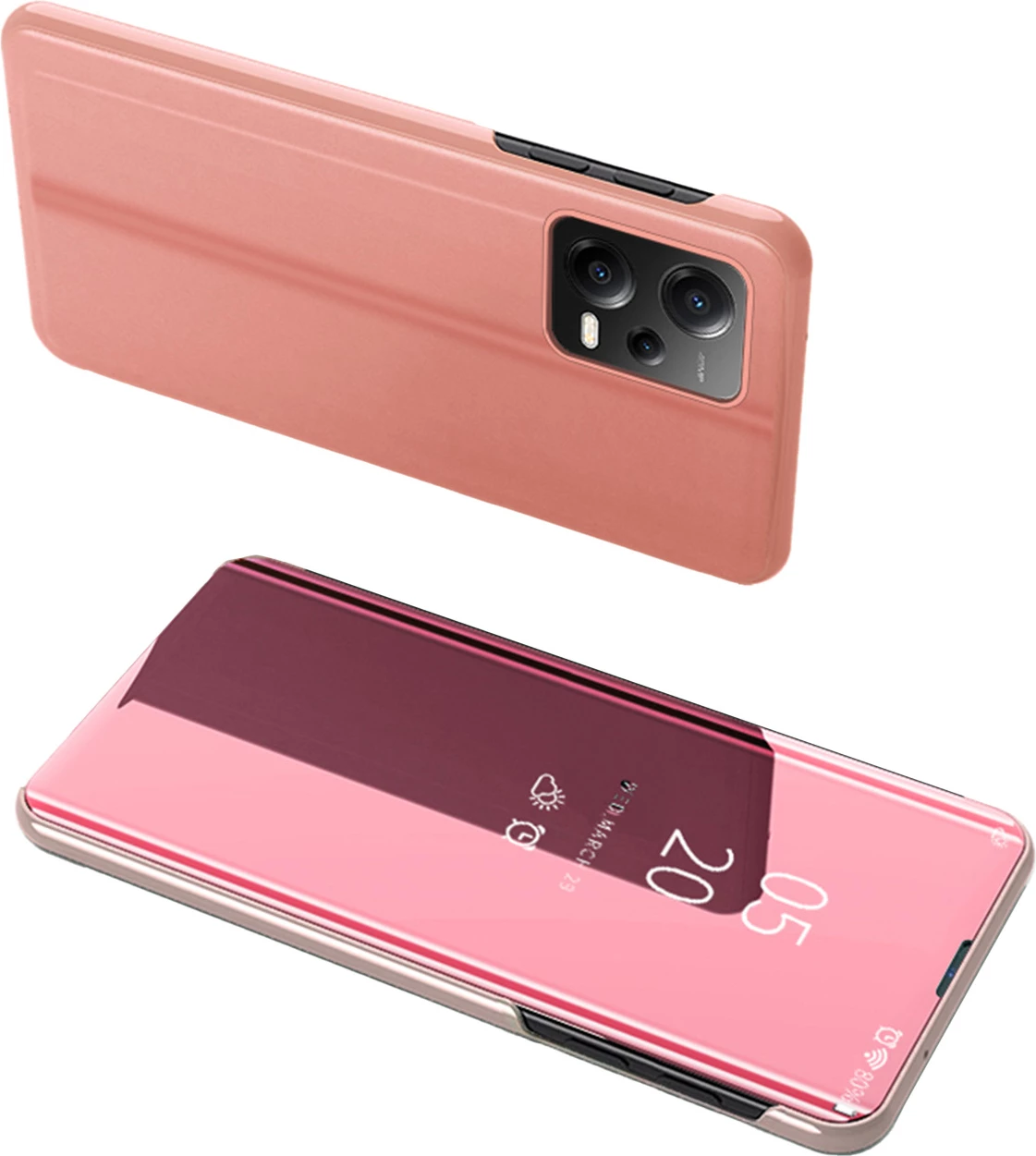 Mbështjellës Hurtel Clear View Case për Xiaomi Redmi Note 12 5G / Poco X5 5G, rozë, me kapak