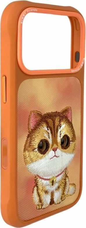 Kuti telefoni Nimmy Big Eyed Pet 2.0 Cat për iPhone 17 Pro, portokalli