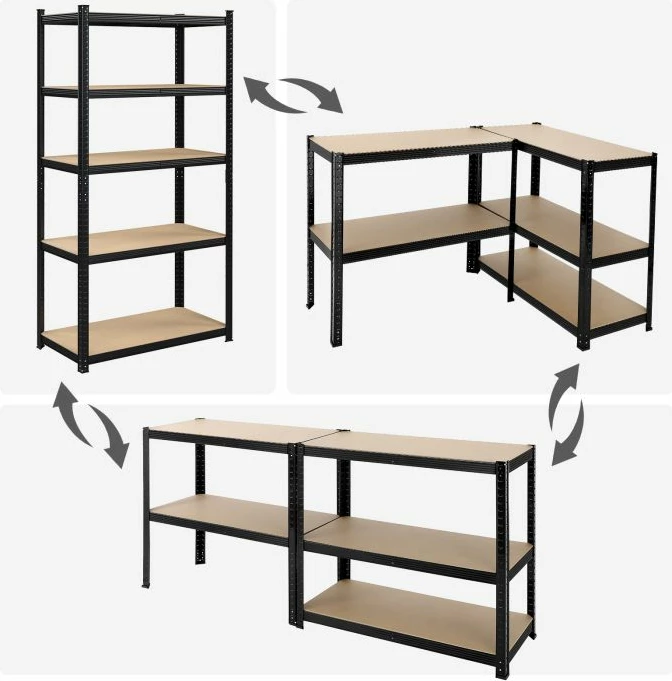 Raft metalik magazinimi SONGMICS GLR040B01, 5-katësh, 40 x 90 x 180 cm, 175 kg për nivel, montim pa vegla, kafe e errët rustike/zi, 1 copë