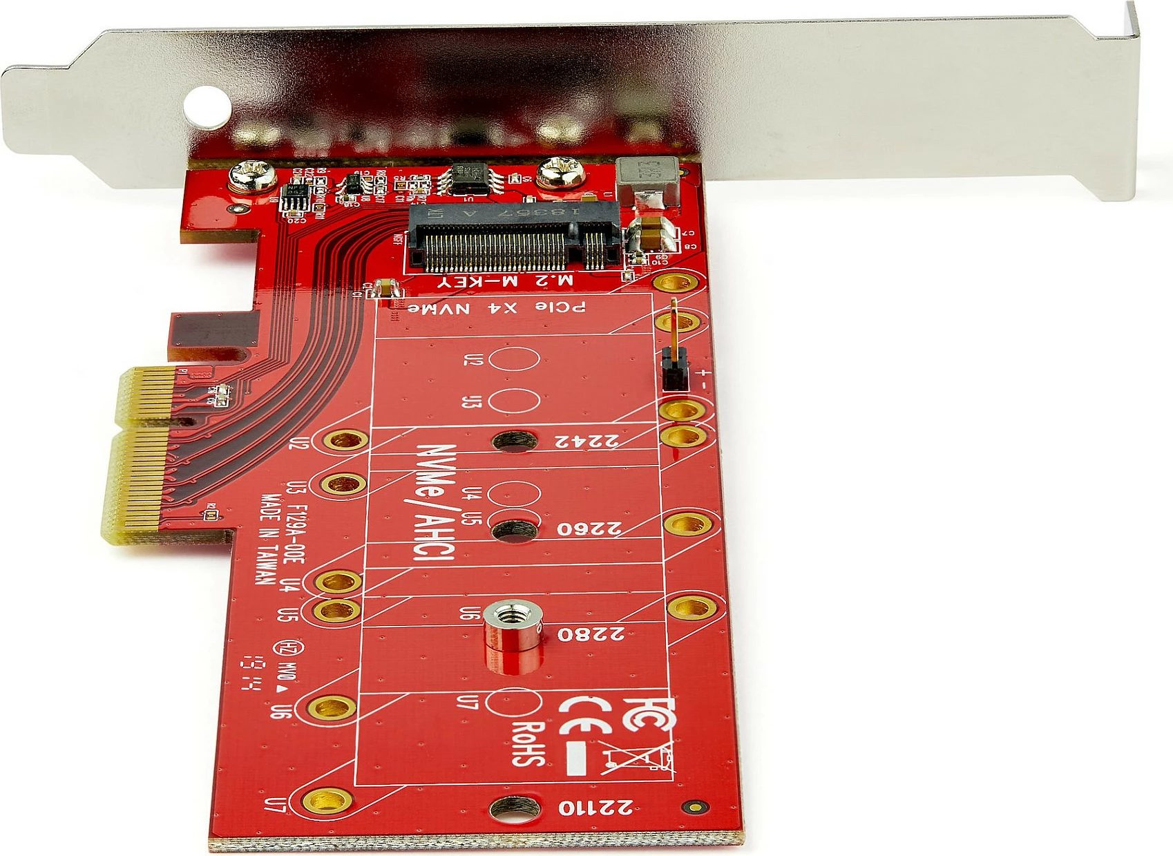 Adapter PCIe në M.2 NVMe SSD StarTech PEX4M2E1, PCIe 3.0 x4, full-height/low-profile, i kuq