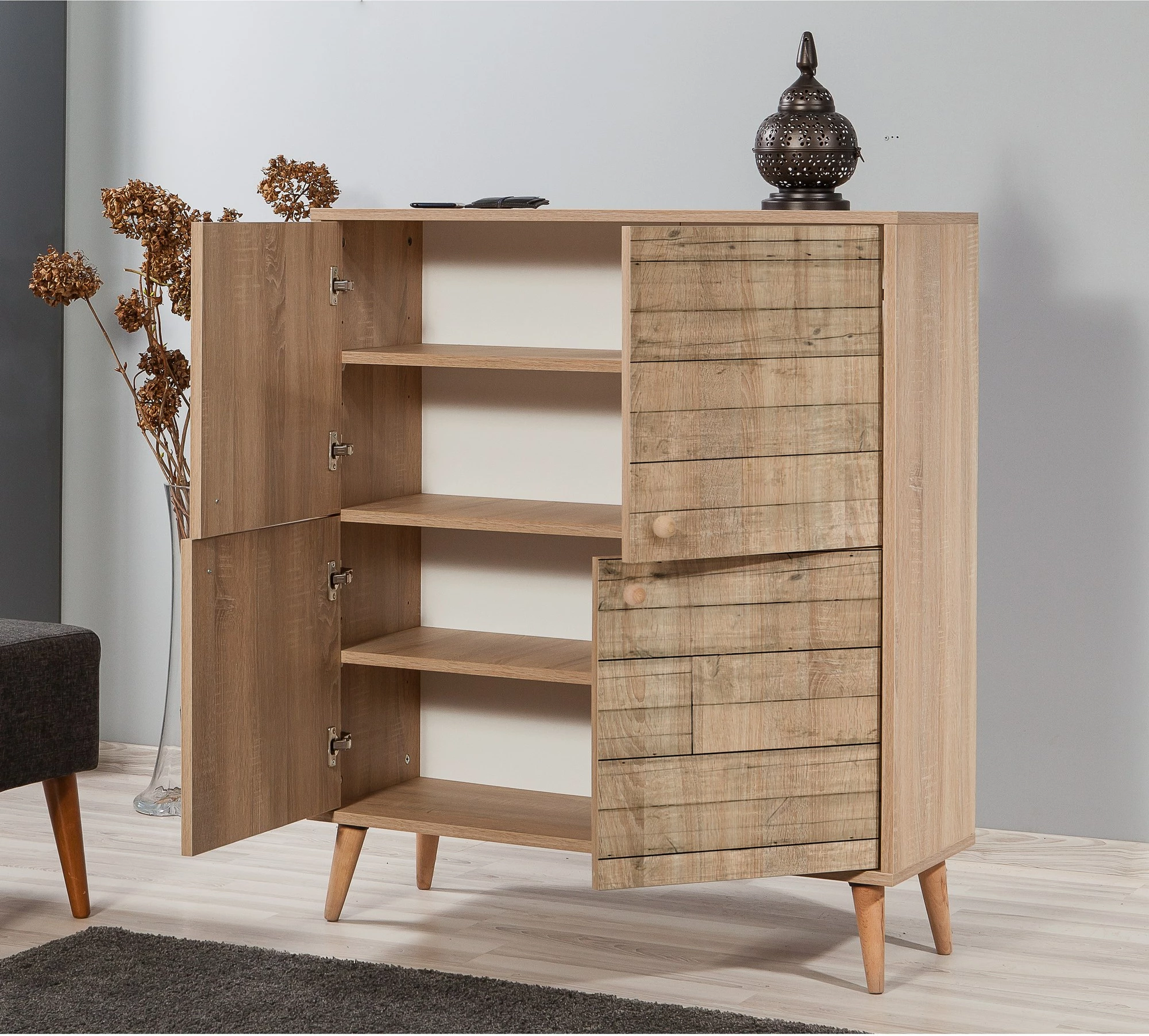 Dollap multifunksional Hanah Home, Multilux - 728, ngjyrë lisi Sonoma