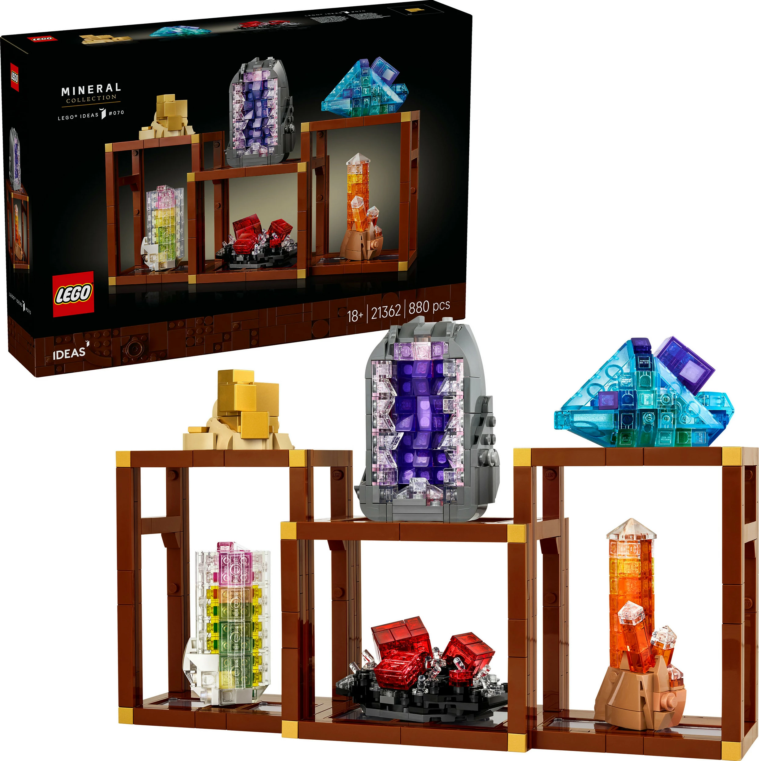 Set LEGO Ideas Mineral Collection 21362, 880 copë, 18+, shumëngjyrësh