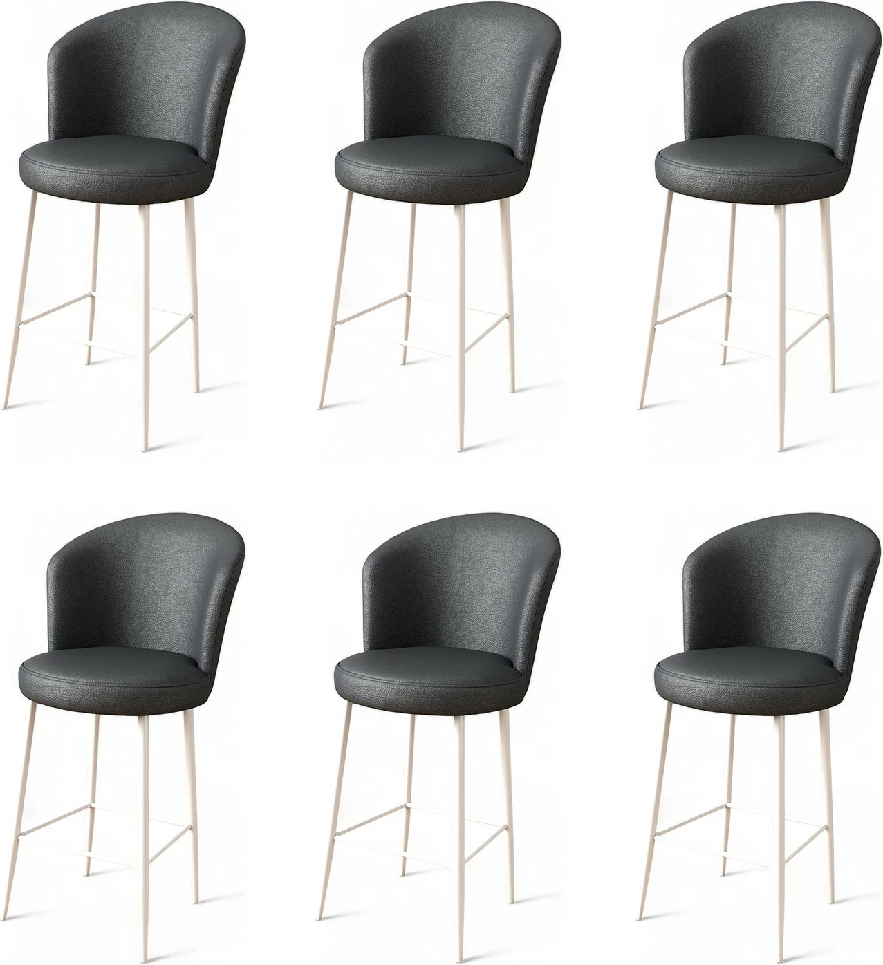 Set karrigesh për bar (6 copë), Hanah Home, Uras, antracit, e bardhë