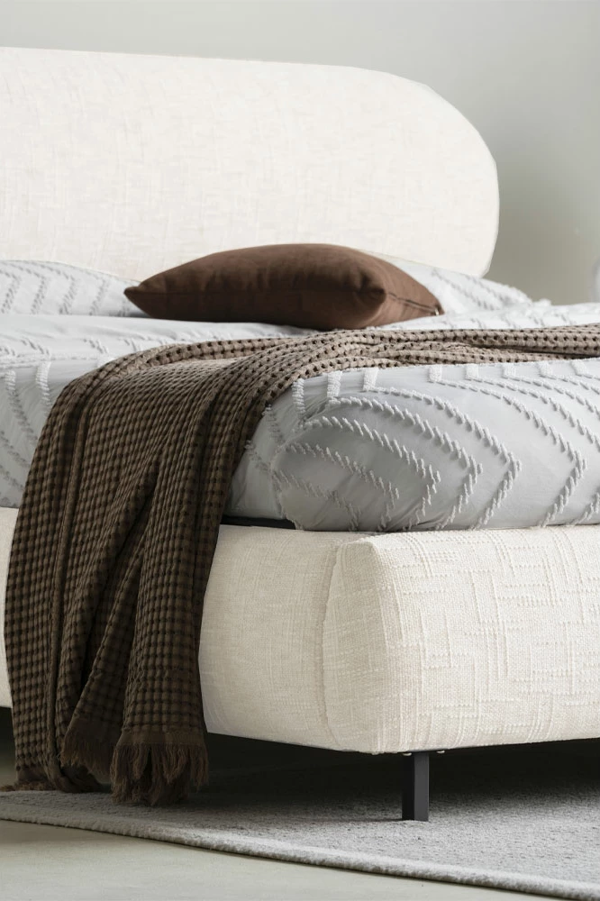 Krevat Serenite për dyshek 160x200cm, bezhë, 234x178x106