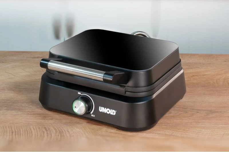 Pjekës waffle belg, Unold Brussels 48275, rregullim i pjekjes, trup kompakt, e zezë