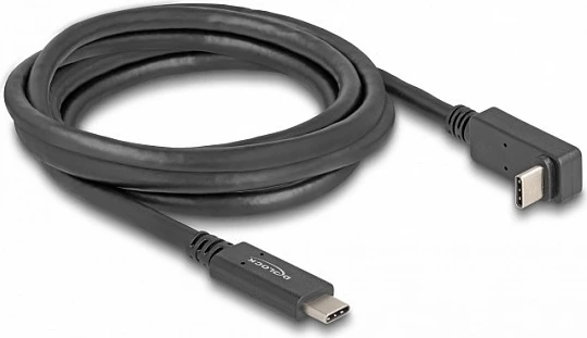 Kabllo USB-C DeLOCK, USB-C në USB-C, 2 m, 5 Gbps, PD 60 W, 4K 60Hz, këndore, e zezë